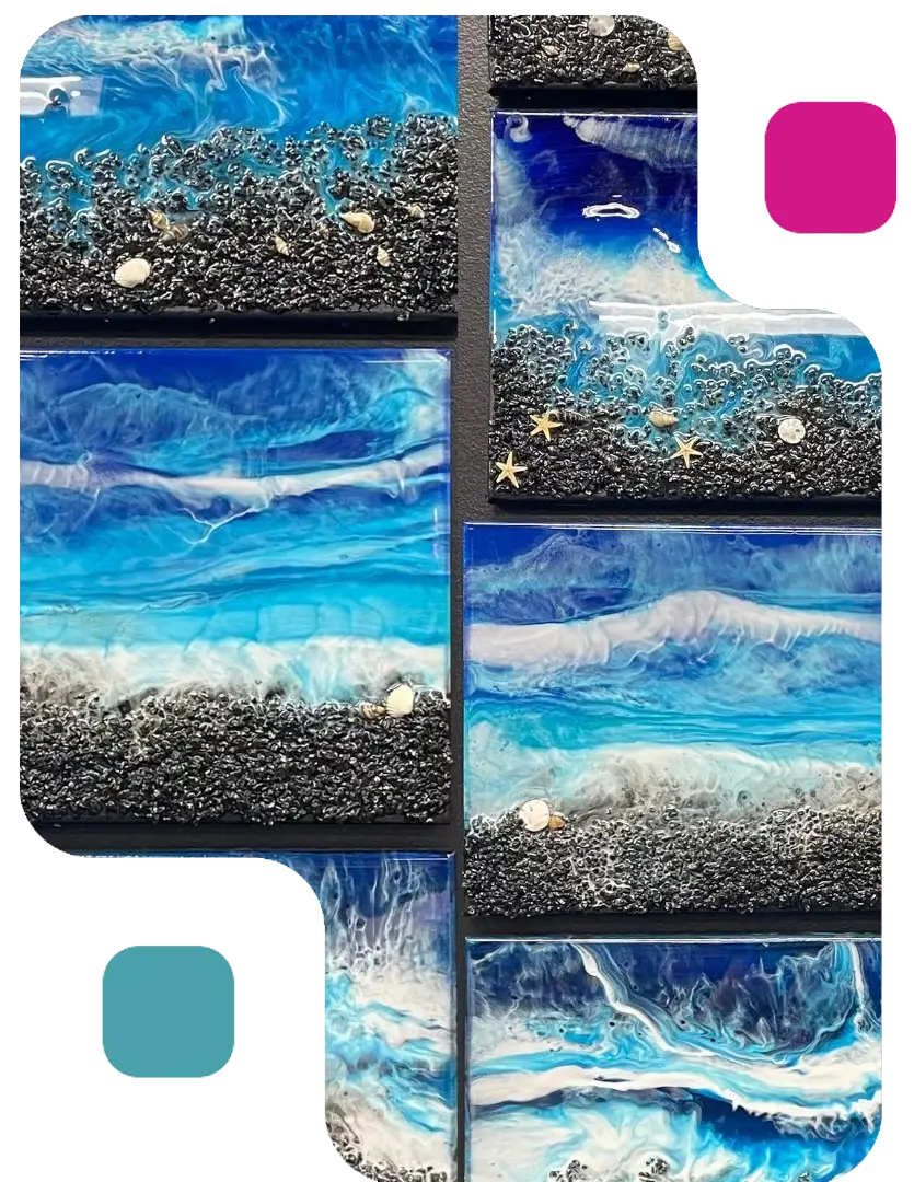 Resin Beach Scene With Hawaii Fluid Art