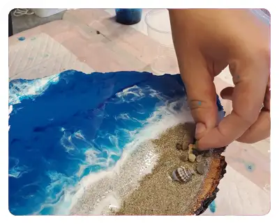 Resin Beach Scene Art Class Experience