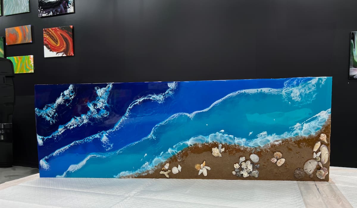 hawaii fluid art resin beach scene