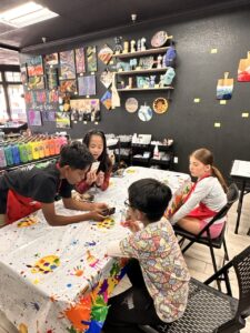Kids Painting together Large Kids Painting together Large